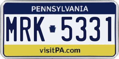 PA license plate MRK5331
