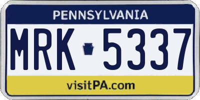 PA license plate MRK5337