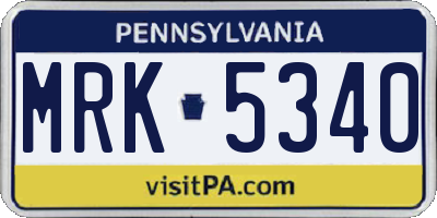 PA license plate MRK5340