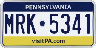 PA license plate MRK5341