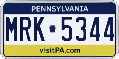 PA license plate MRK5344