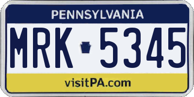 PA license plate MRK5345