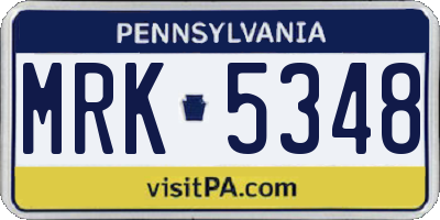 PA license plate MRK5348