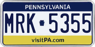 PA license plate MRK5355