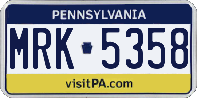 PA license plate MRK5358