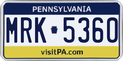 PA license plate MRK5360