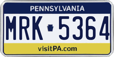 PA license plate MRK5364
