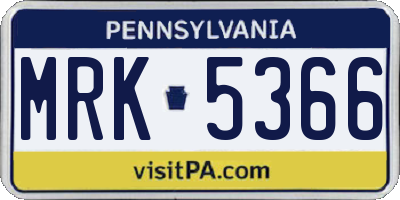 PA license plate MRK5366