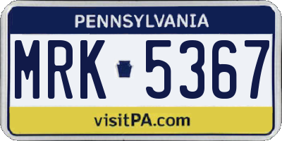 PA license plate MRK5367