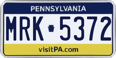 PA license plate MRK5372