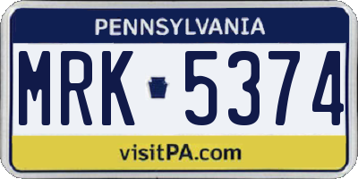 PA license plate MRK5374