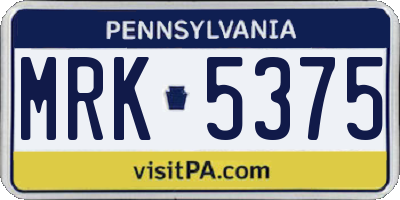 PA license plate MRK5375