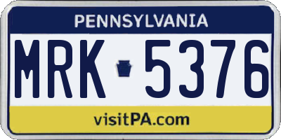 PA license plate MRK5376