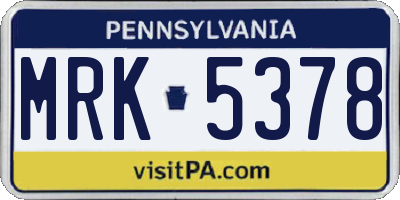 PA license plate MRK5378