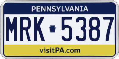 PA license plate MRK5387
