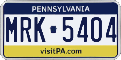 PA license plate MRK5404