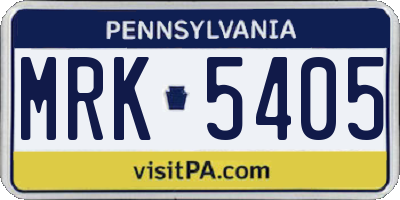 PA license plate MRK5405