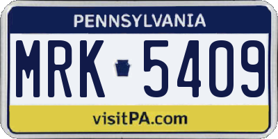 PA license plate MRK5409