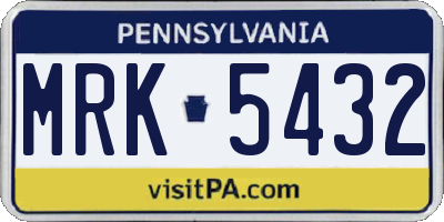 PA license plate MRK5432