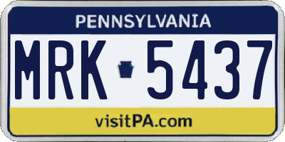PA license plate MRK5437