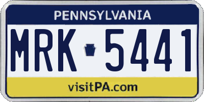 PA license plate MRK5441