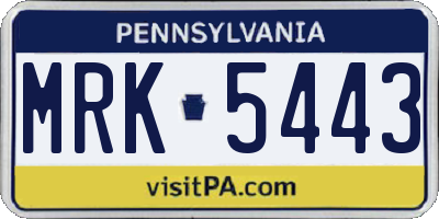 PA license plate MRK5443