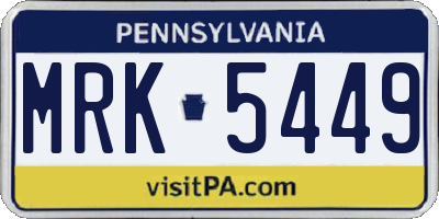 PA license plate MRK5449
