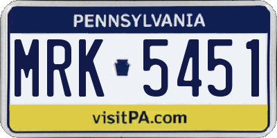 PA license plate MRK5451