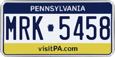 PA license plate MRK5458