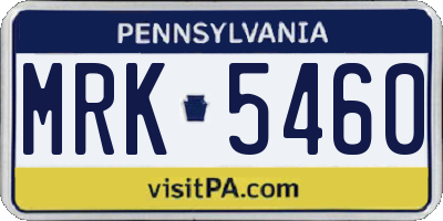 PA license plate MRK5460