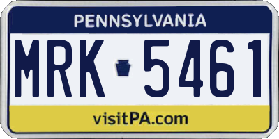 PA license plate MRK5461