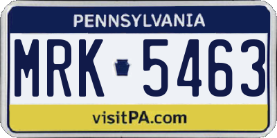 PA license plate MRK5463