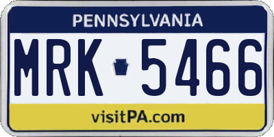 PA license plate MRK5466