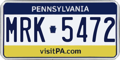 PA license plate MRK5472