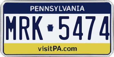 PA license plate MRK5474