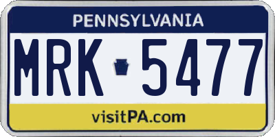 PA license plate MRK5477