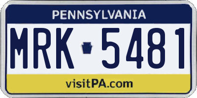 PA license plate MRK5481