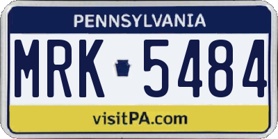 PA license plate MRK5484
