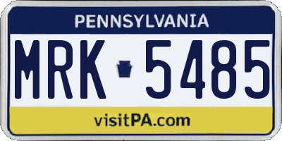PA license plate MRK5485