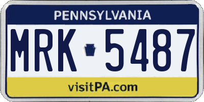 PA license plate MRK5487