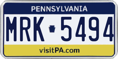 PA license plate MRK5494
