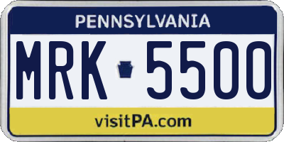 PA license plate MRK5500