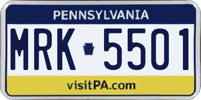 PA license plate MRK5501