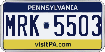 PA license plate MRK5503