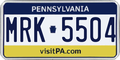 PA license plate MRK5504