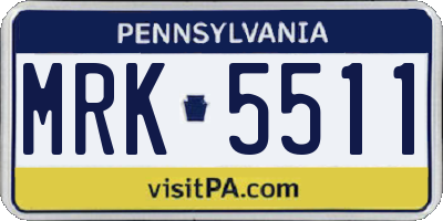 PA license plate MRK5511