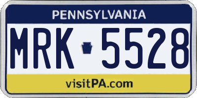 PA license plate MRK5528