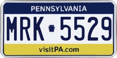 PA license plate MRK5529