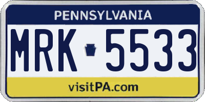PA license plate MRK5533