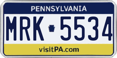 PA license plate MRK5534